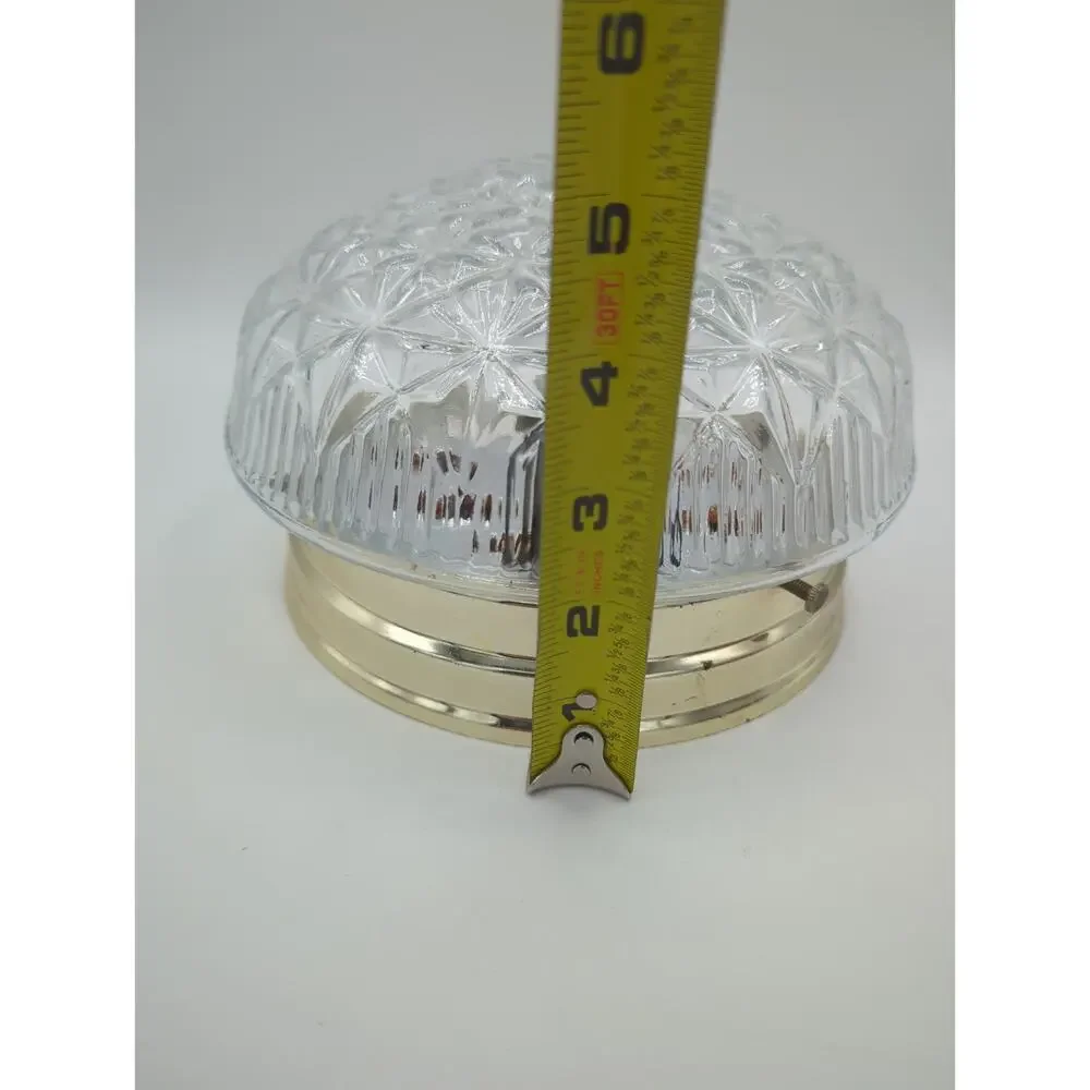Retro Ceiling Light Fixture Flush Mount Brass Light Clear Glass Shade Vintage